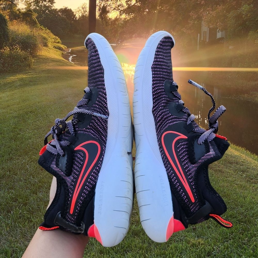 Nike Women's Flex Running Black Pink Knit Upper Sneakers Size 6.5 - Picture 5 of 13